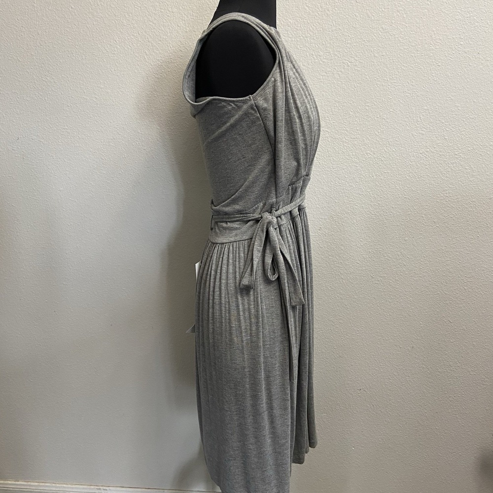 Cache Women's Grey Sleeveless Jersey Dress Size Medium‎ New Belted Knee Length - Picture 2 of 9